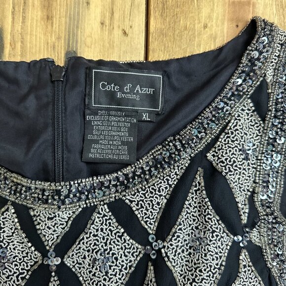 Cote D' Azur Silk Beaded Top Evening Embroidered XL Crop Formal - Picture 6 of 9
